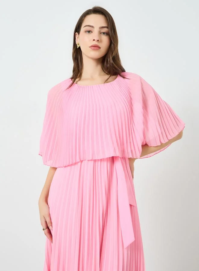 تايك تو فستان طويل بكسرات بأكمام كيب للنساء